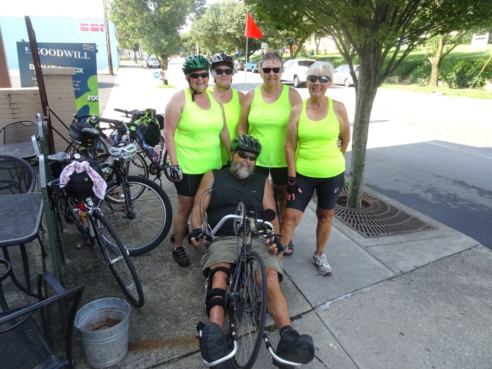 Kenny and 4 yellow chicks